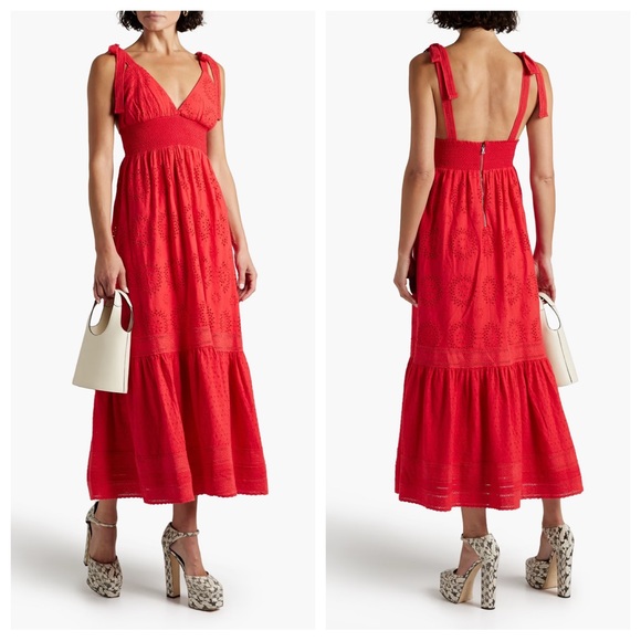 Alice + Olivia Dresses & Skirts - NWT Alice + Olivia Levine smocked broderie anglaise linen-blend midi Dress